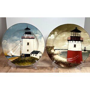 David Carter Brown Lighthouse Decorative Plates Set Of 2 By The Sea Collection